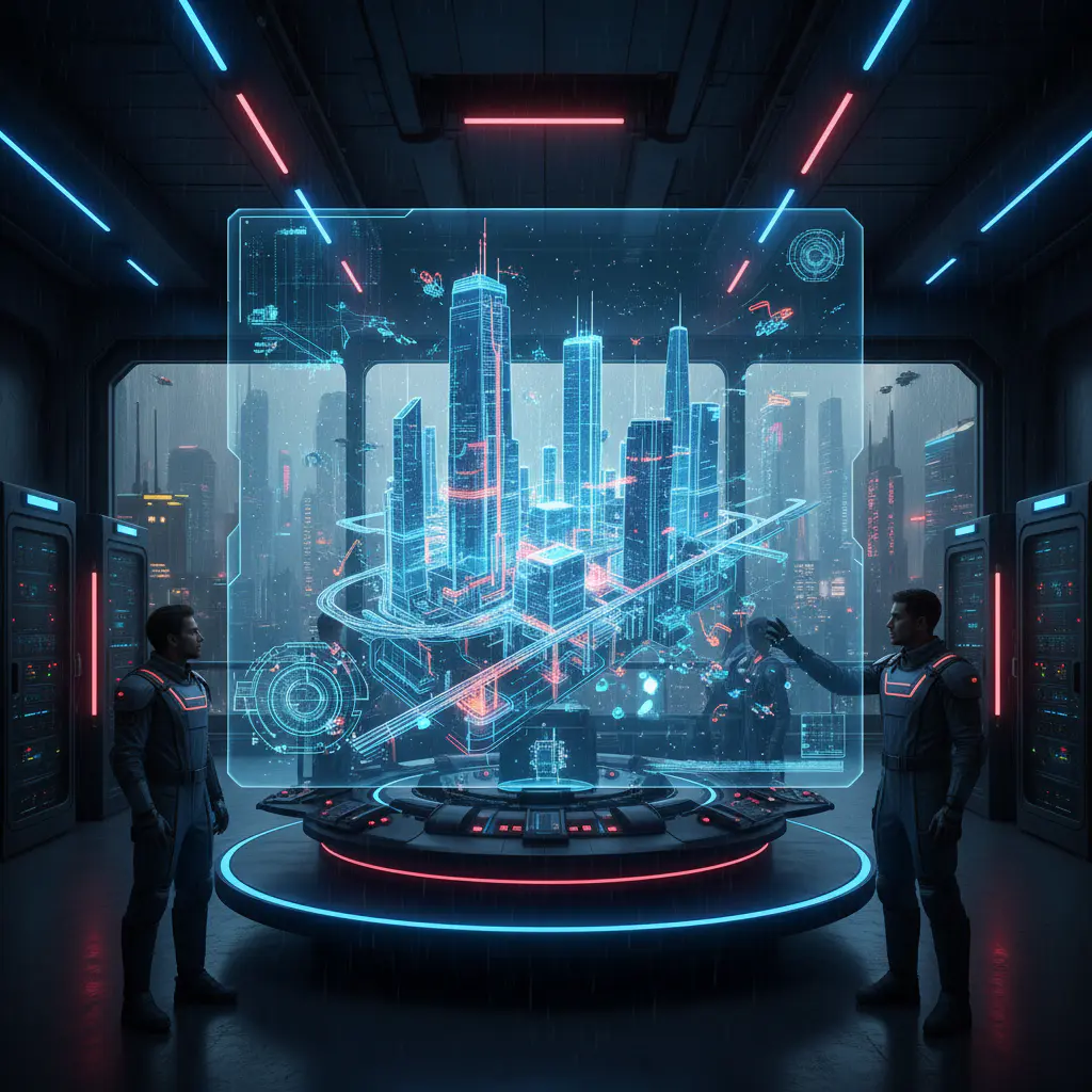 Holographic projection of a complex construction site plan